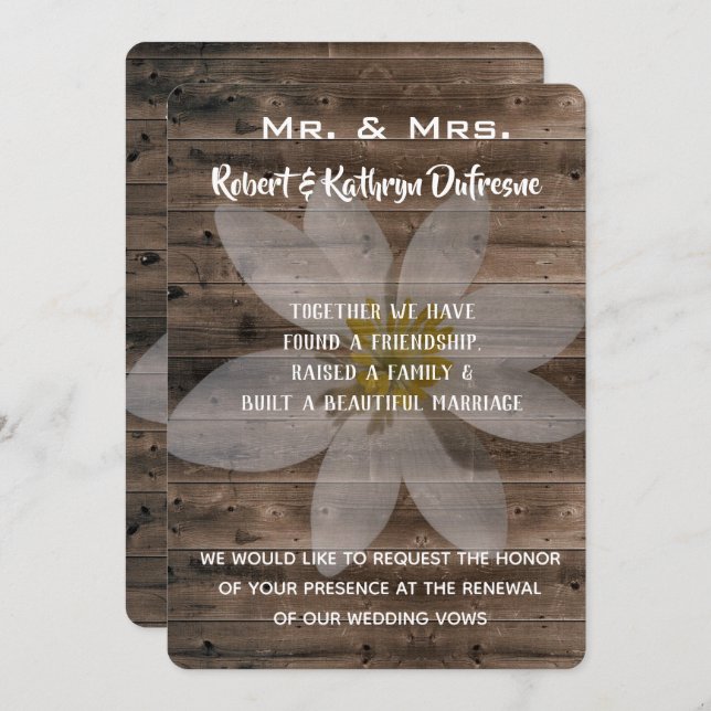 Rustic & Romantic Vow Renewal Invitation (Front/Back)