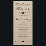 Rustic Romantic Wedding Program on kraft paper<br><div class="desc">This is a cute addition to your wedding. Look for matching stationery,  menu and decoration in our shop!</div>