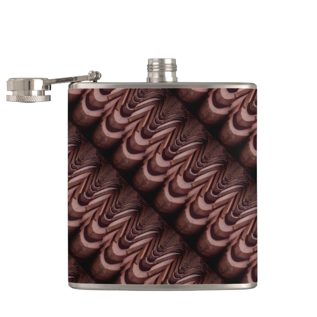 Rustic Roof Tiles with Unique Perspective   Hip Flask (Opened)