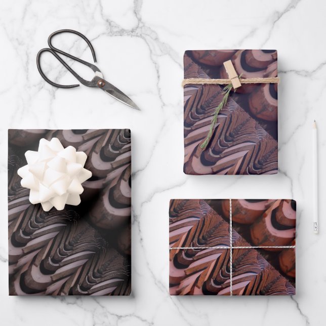Rustic Roof Tiles with Unique Perspective   Wrapping Paper Sheet (Front)