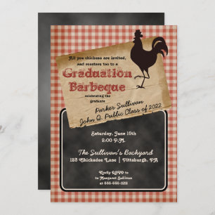 Rustic Rooster Backyard BBQ Graduation Party Invitation
