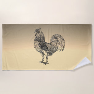 Rustic Rooster  Beach Towel