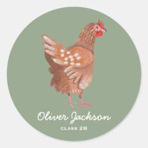 Rustic Rooster Classic Round Sticker