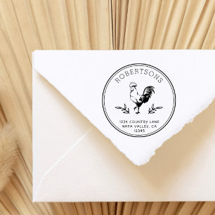 Rustic Rooster   Family Name Return Address Rubber Stamp