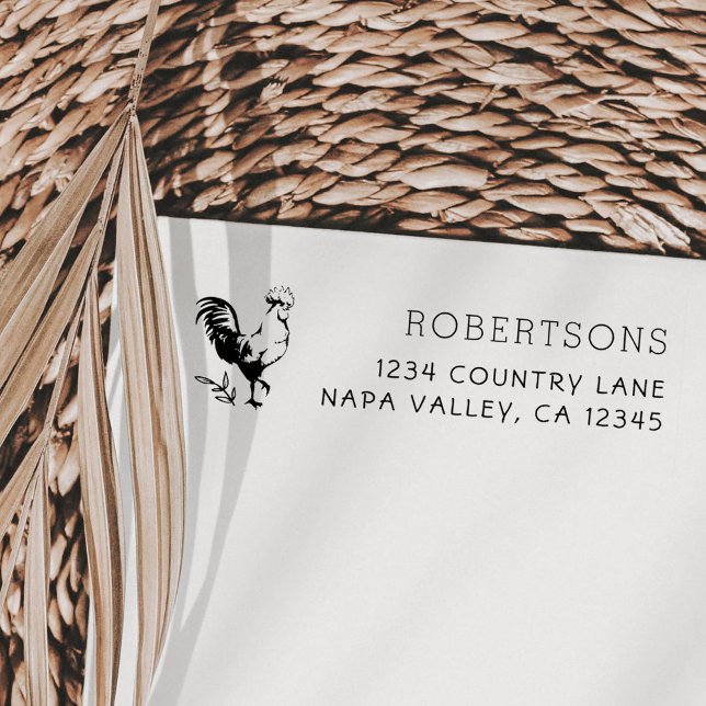 Rustic Rooster | Family Name Return Address Rubber Stamp (Creator Uploaded)
