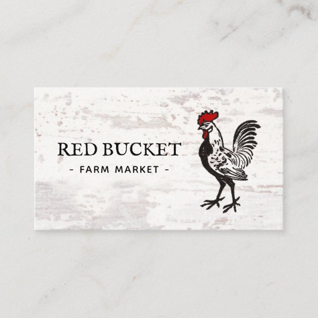 Rustic Rooster Farm Wood Business Card (Front)