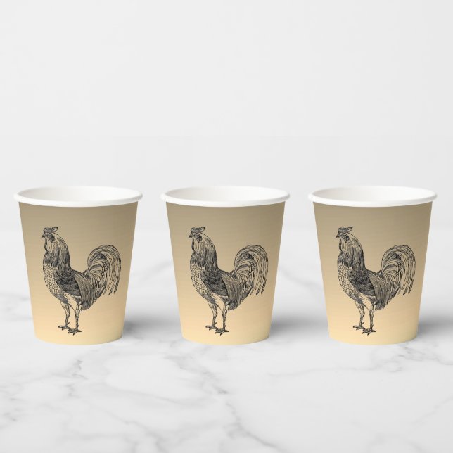 Rustic Rooster  Paper Cups (Multi)