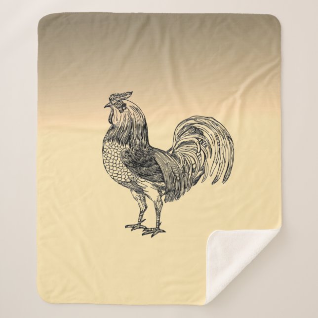 Rustic Rooster  Sherpa Blanket (Front)