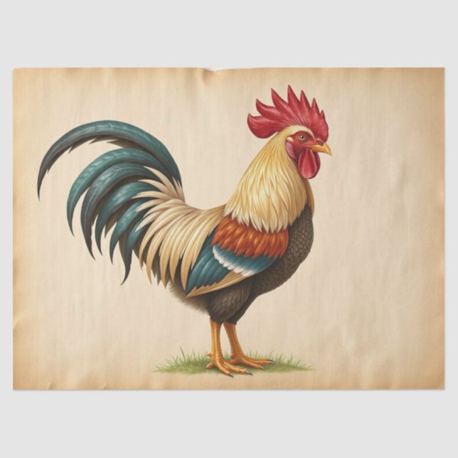Rustic Rooster Tissue Paper (Front)