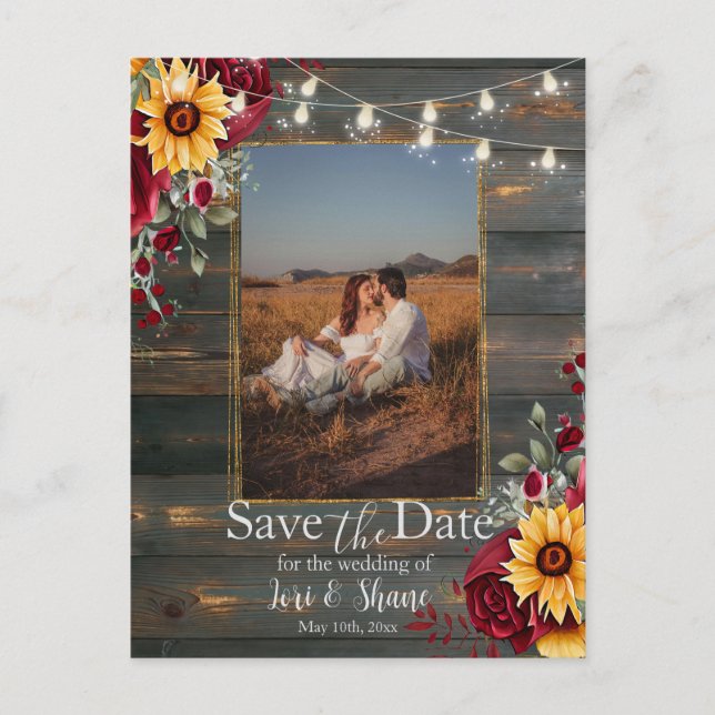 Rustic Rose and Aster Save the Date Photo Postcard (Front)