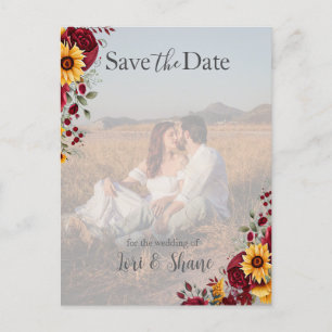 Rustic Rose and Aster Save the Date Photo Postcard