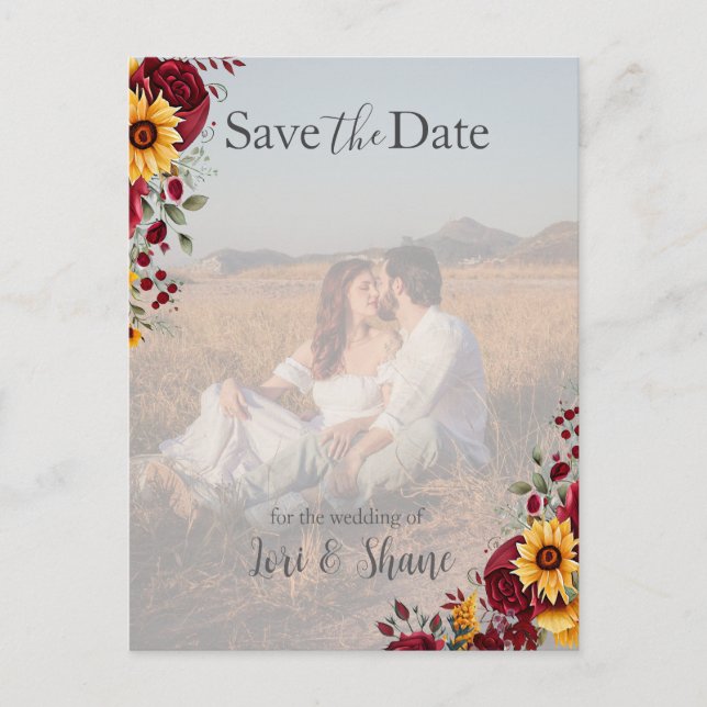 Rustic Rose and Aster Save the Date Photo Postcard (Front)