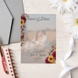 Rustic Rose and Aster Save the Date Vellum Invitations