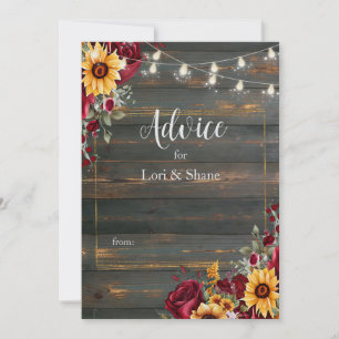 Rustic Rose and Aster Wedding  Advice Card