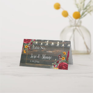 Rustic Rose and Aster Wedding Place Card