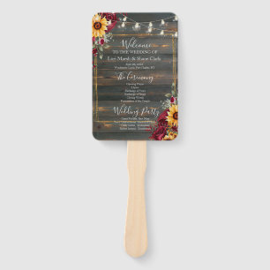 Rustic Rose and Aster Wedding Program Hand Fan