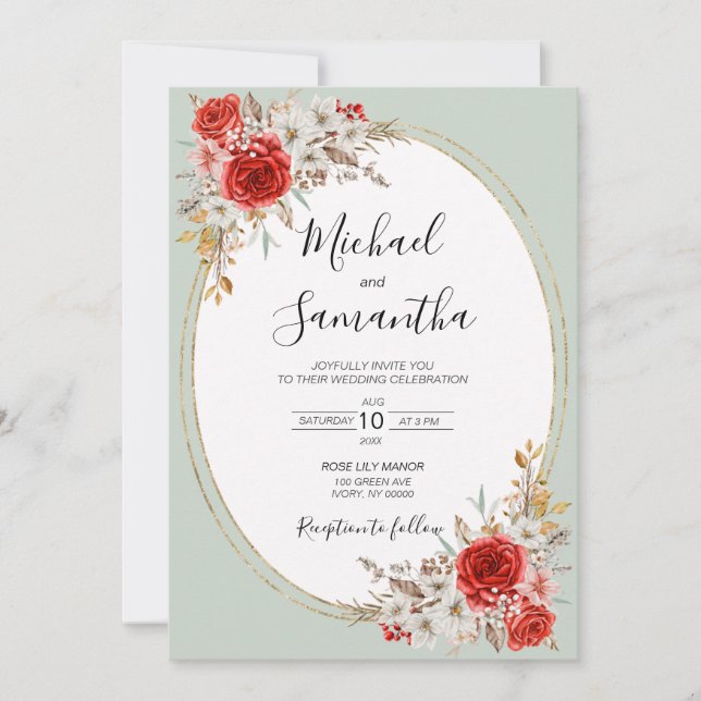 Rustic Rose Country Wedding Invitation (Front)