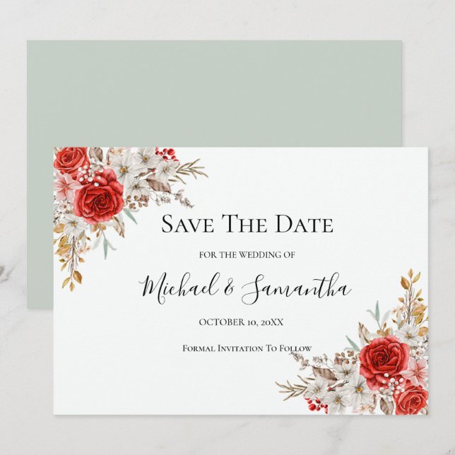 Rustic Rose Country Wedding Save The Date (Front/Back)