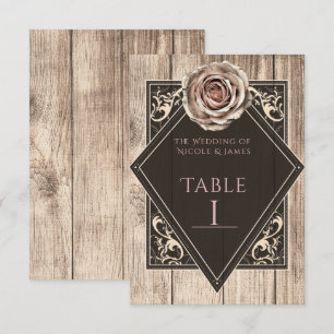 Rustic Rose Elegant Light Diamond Table Number