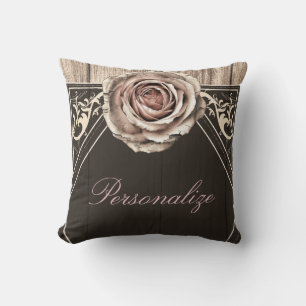 Rustic Rose Elegant Light Wood Diamond Chic Cushion
