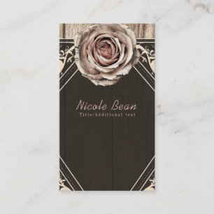 Rustic Rose Elegant Light Wood Diamond Custom Business Card