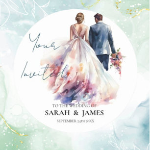 Rustic Rose floral Wedding Sticker