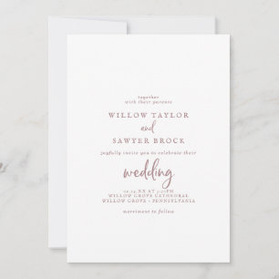 Rustic Rose Gold Casual Couple & Parents Wedding Invitation