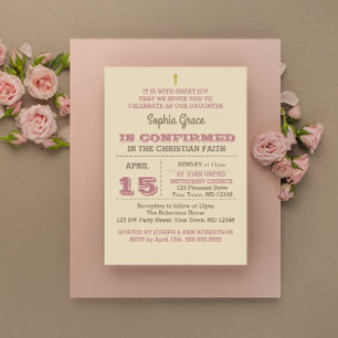 Rustic Rose Gold Confirmation Invitation