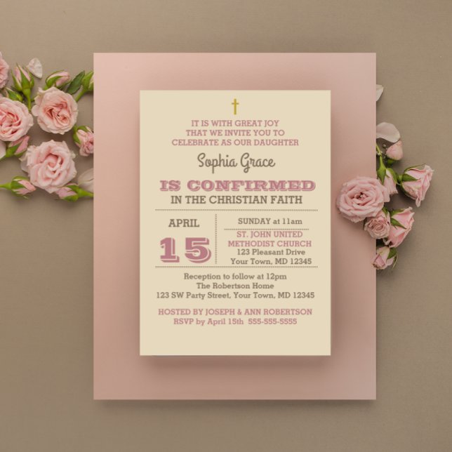 Rustic Rose Gold Confirmation Invitation (Creator Uploaded)