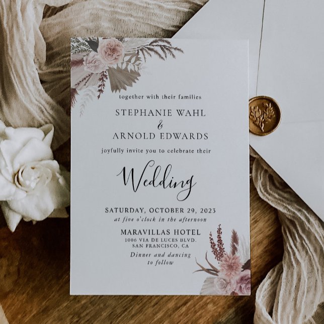 Rustic Rose Gold Floral Formal Wedding Invitation (Creator Uploaded)