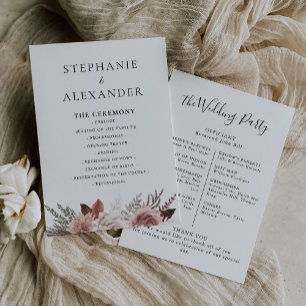 Rustic Rose Gold Floral Wedding Program