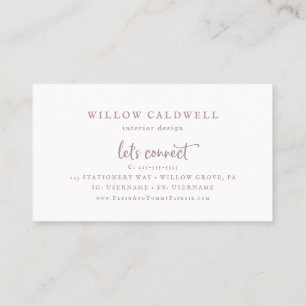 Rustic Rose Gold Script Business Card