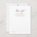 Rustic Rose Gold Script Date Night Idea Advice Card<br><div class="desc">These rustic rose gold script date night idea cards are the perfect activity for a country wedding reception or bridal shower. The simple and modern rose gold blush pink and white design features unique whimsical handwritten calligraphy lettering with a contemporary minimalist boho style. Customisable in any colour. Keep the design...</div>