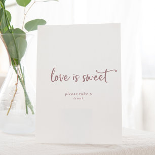 Rustic Rose Gold Script Love Is Sweet Wedding Sign