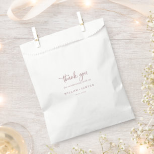 Rustic Rose Gold Script Thank You Wedding Favour Bag