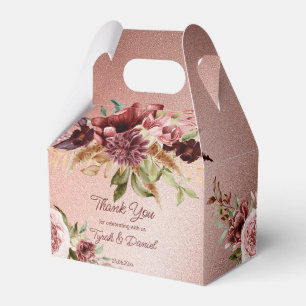 Rustic rose gold terracotta roses fall wedding favour box