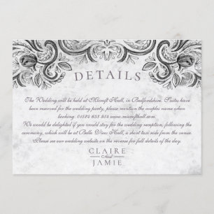Rustic Rose invitation suite black and white,