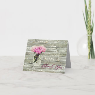 rustic rose mason jar wedding thank you card