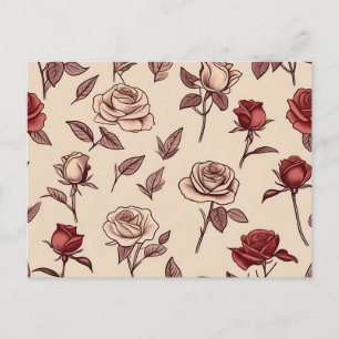 Rustic Rose Pattern Postcard