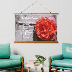 Rustic Rose Tapestry with Quote by Abe Lincoln