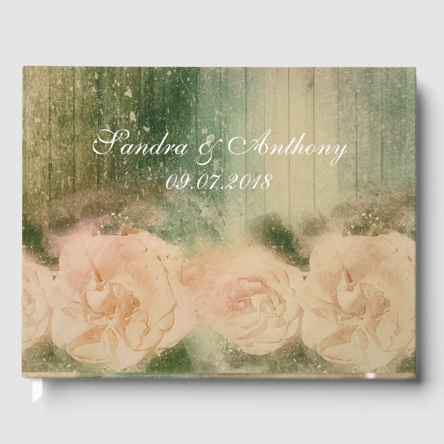 Rustic Rose Wedding Guest Book (Front)