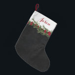 Rustic Rosemary and Berry Watercolor on Chalkboard Small Christmas Stocking<br><div class="desc">This rustic watercolor design features Rosemary and red Winter berries on a faux chalkboard background for a twist on a traditional Christmas holiday decor. Its sure to bring a warm cosy feel to your holiday decor.</div>