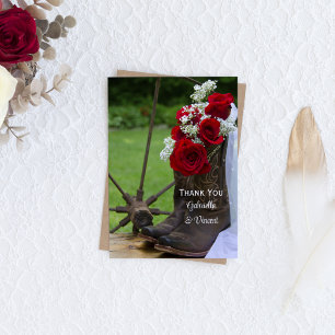 Rustic Roses and Cowboy Boots Wedding Thank You