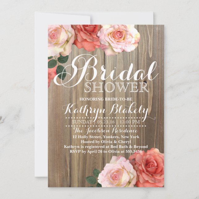 Rustic Roses | Bridal Shower Invitations (Front)