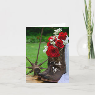 Rustic Roses Cowboy Boots Bridesmaid Thank You