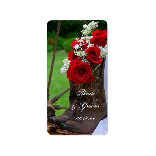 Rustic Roses Cowboy Boots Country Western Wedding Address Label