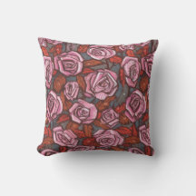 Rustic Roses Floral Pattern Pink Orange Taupe Grey