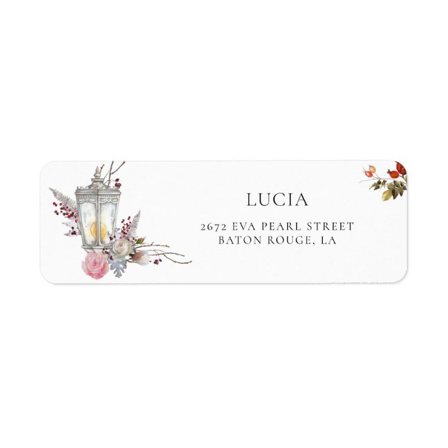 Rustic Roses & Lantern Bridal Shower Address Return Address Label (Front)
