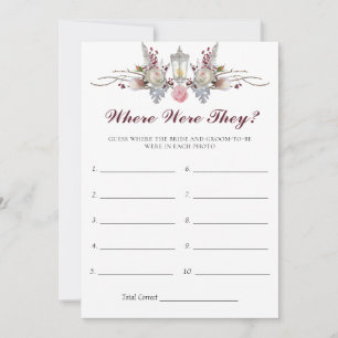 Rustic Roses & Lantern Bridal Shower Game Card