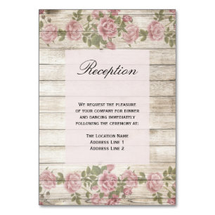 Rustic Roses On Wood Wedding Reception Table Number
